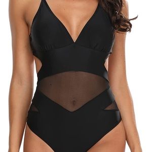 Holipick Women Sexy One Piece Swimsuits Mesh High Waisted Bathing Suit